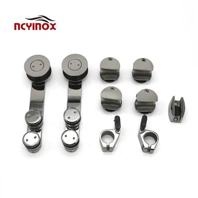Raccordi hardware con chiusura ammortizzata per porte scorrevoli con sistema a rulli per bagno o ufficio